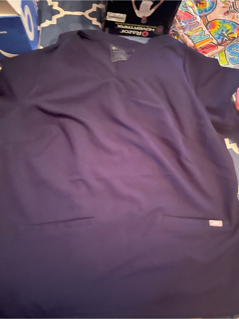 Figs Women's Navy V-Neck double pocket scrub top